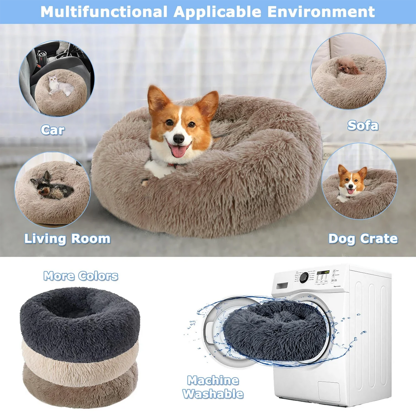 Super Soft Pet Cat Bed Plush Full Size Washable Calm Bed Donut Bed Comfortable Sleeping Artifact Suitable For Winter