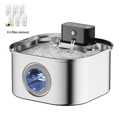 3.2L Stainless Steel Wireless Pet Water Fountain Battery Powered Motion Sensor Silent Filtered Cat and Dog Water Fountain