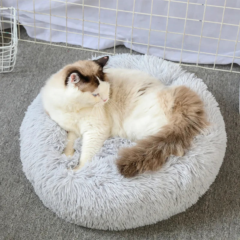 Super Soft Pet Cat Bed Plush Full Size Washable Calm Bed Donut Bed Comfortable Sleeping Artifact Suitable For Winter